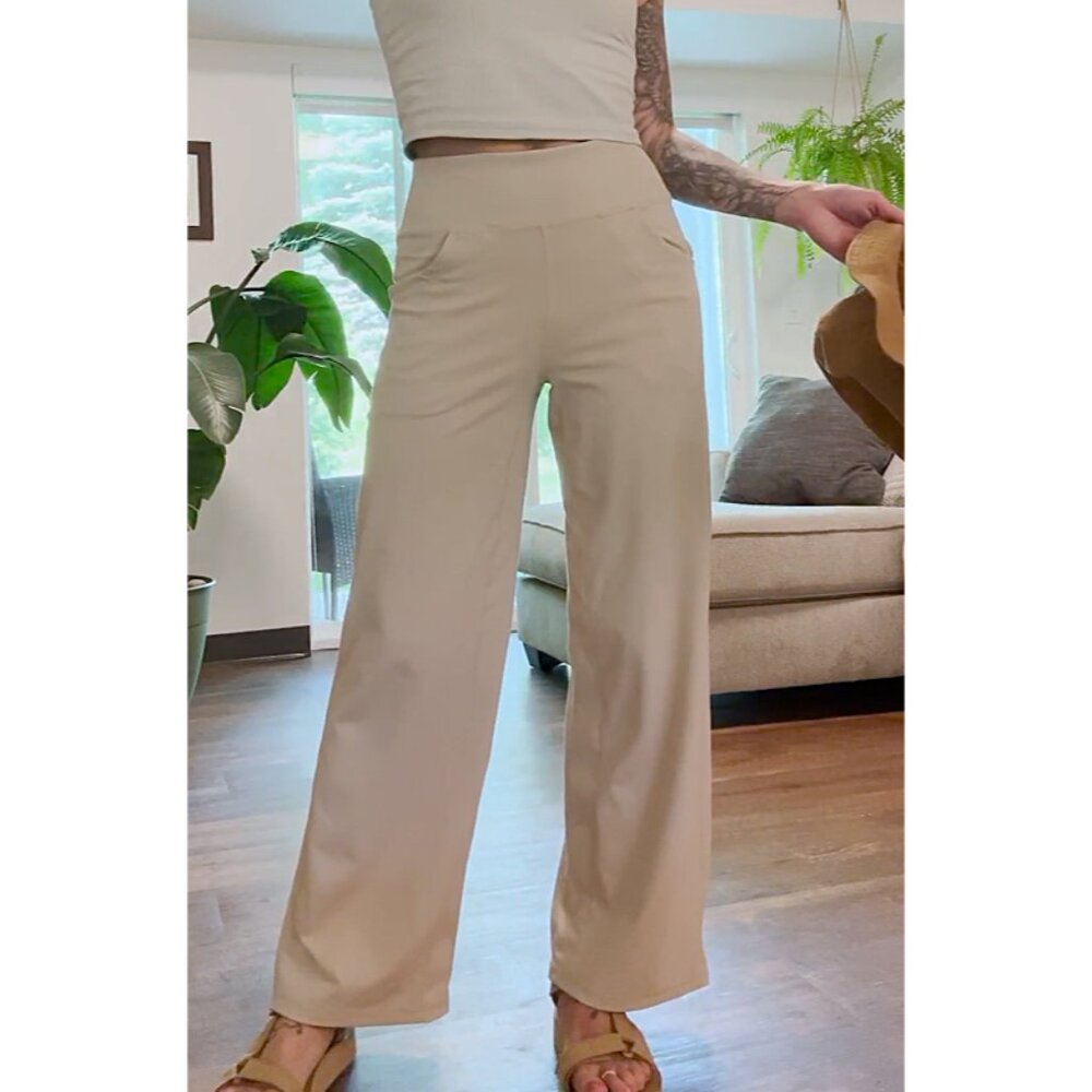 Tan Wide Leg Trousers (w/ front pockets)